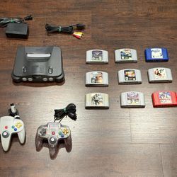 Nintendo 64 (N64) Console Bundle – 2 OEM Controllers (1 Funtastic Smoke), 9 Games, All Cables | Retro Classic!