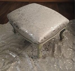 Metallic Hair On Hide Leather Ottoman