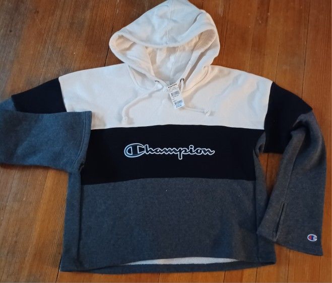 Women's Size Large New Tahs MSRP 79 Hoodie Cream Black Gray