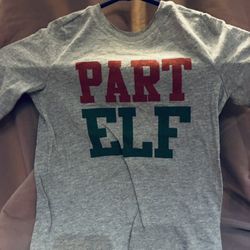 Gray kids shirt with 'Part Elf' text. Old navy size 4