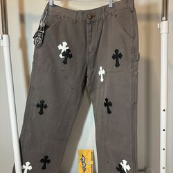 Chrome heart grey overall Jeans 