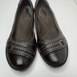 Clarks Bendables Brown Leather Flats Size 7.5M 