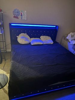 Bed with led lights and mattress