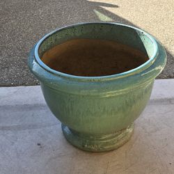16.25" H - Large Heavy Turquoise Thick Walled Plant Pot