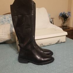 Black Leather Above Knee Boots Size 10 Worn Once