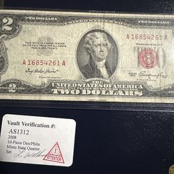 Billete Dos Dólares 1953 Doble 6y 1 Sello Rojo  Puede Checar Precios 