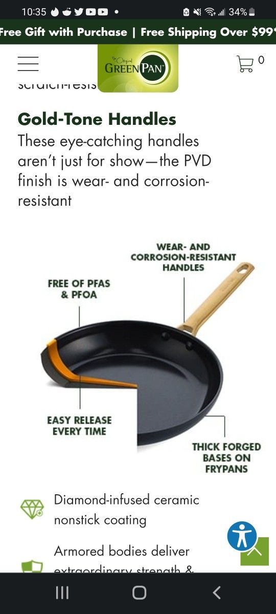 Green Pan Reserve Limited Edition Diamond Advance 10 AND 12 INCH fry Pan Set