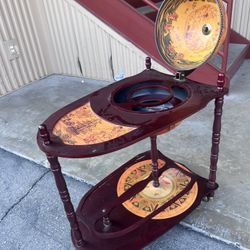 Vintage Style Bar Liquor Cart Tea Drinks Serving Trolley Wood Rolling Wine Rack