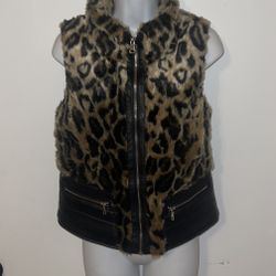 CiSono Vest faux fur/cheetah black faux leather size M