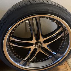  20” Staggered XIX Wheels X15 Black Machine SS Lip Rims Pirelli/Continental Tires 5x120 Bolt Pattern
