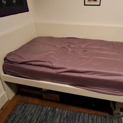 Ikea Style White Twin Bed Frame With LEESA Mattress
