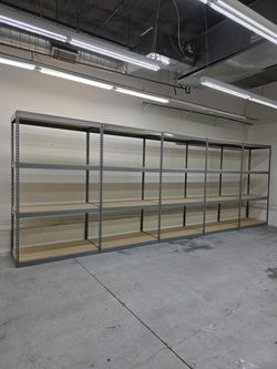4 Tier Shelving 48 in W x 24 in D American Made Used Heavy Duty Steel Boltless Storage Rack Delivery Available