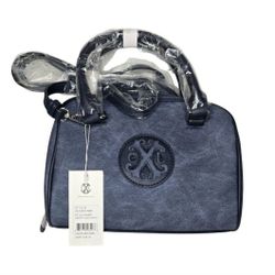 CXL by Christian Lacroix Jasper Barrel Satchel Denim Blue NWT Crossbody Vegan