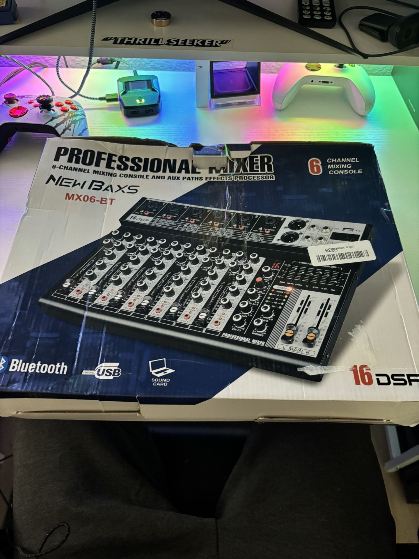 6 Channel Audio Interface Sound Board Mixing Console 16-Bit DSP DJ Mixer Audio Reverb Effect +48V Phantom Bluetooth Studio Audio Mixer For Karaoke Stu