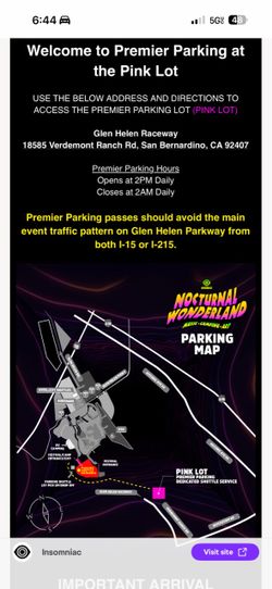 2 GA Nocturnal passes and premier parking