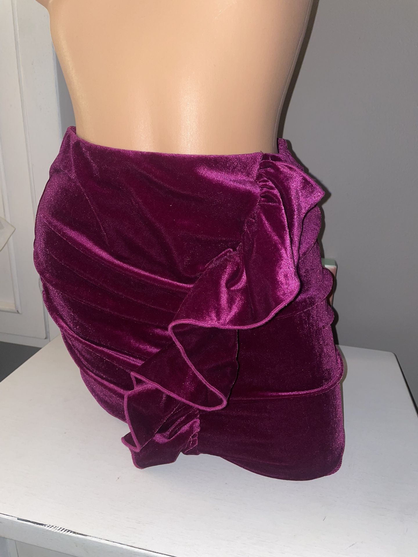 Ruffle /Rouched Velvet Skirt