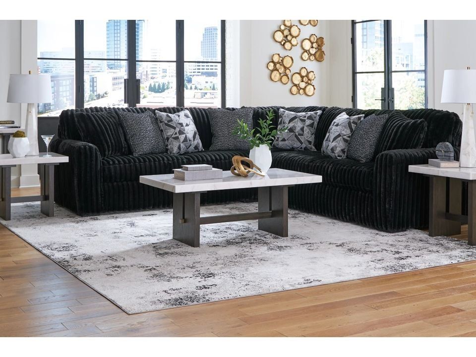 Brand New Large 3 piece Sectional features luxuriously soft jumbo corduroy fabric