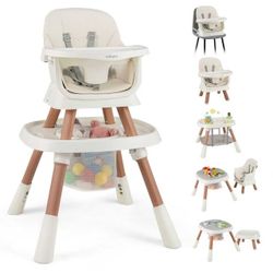 BABY JOY 16 in 1 High Chair, Convertible Baby Highchair for Babies and Toddlers with Activity Center, Booster Seat, Building Block Table, Toddler Chai