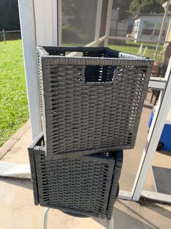 Pair of wicker totes