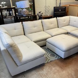 White Leather Couch 
