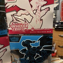 Lot (2) Pokemon SV Black Bolt & White Flare Pokemon Center Exclusive ETB SEALED