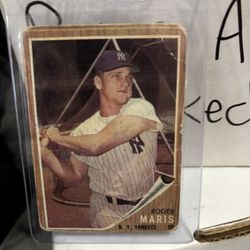 1962 TOPPS ROGER MARIS YANKEES VINTAGE BASEBALL CARD