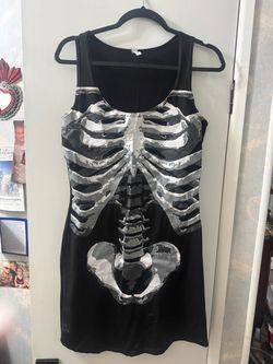 Skeleton Print Halloween Costume Dress