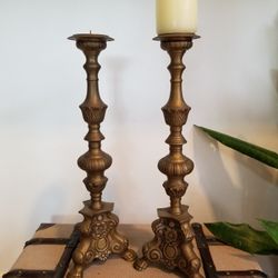 Pair Of Bronze Candelabras "Castilian"