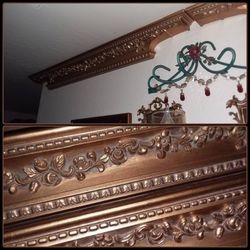 X2 PANELS CROWN WALL MOLDING VINTAGE ORNATE 3D GOLD FLORAL FLOWER ROSE FILIGREE VICTORIAN SYROCCO HOMCO ACCENT WALL DECOR