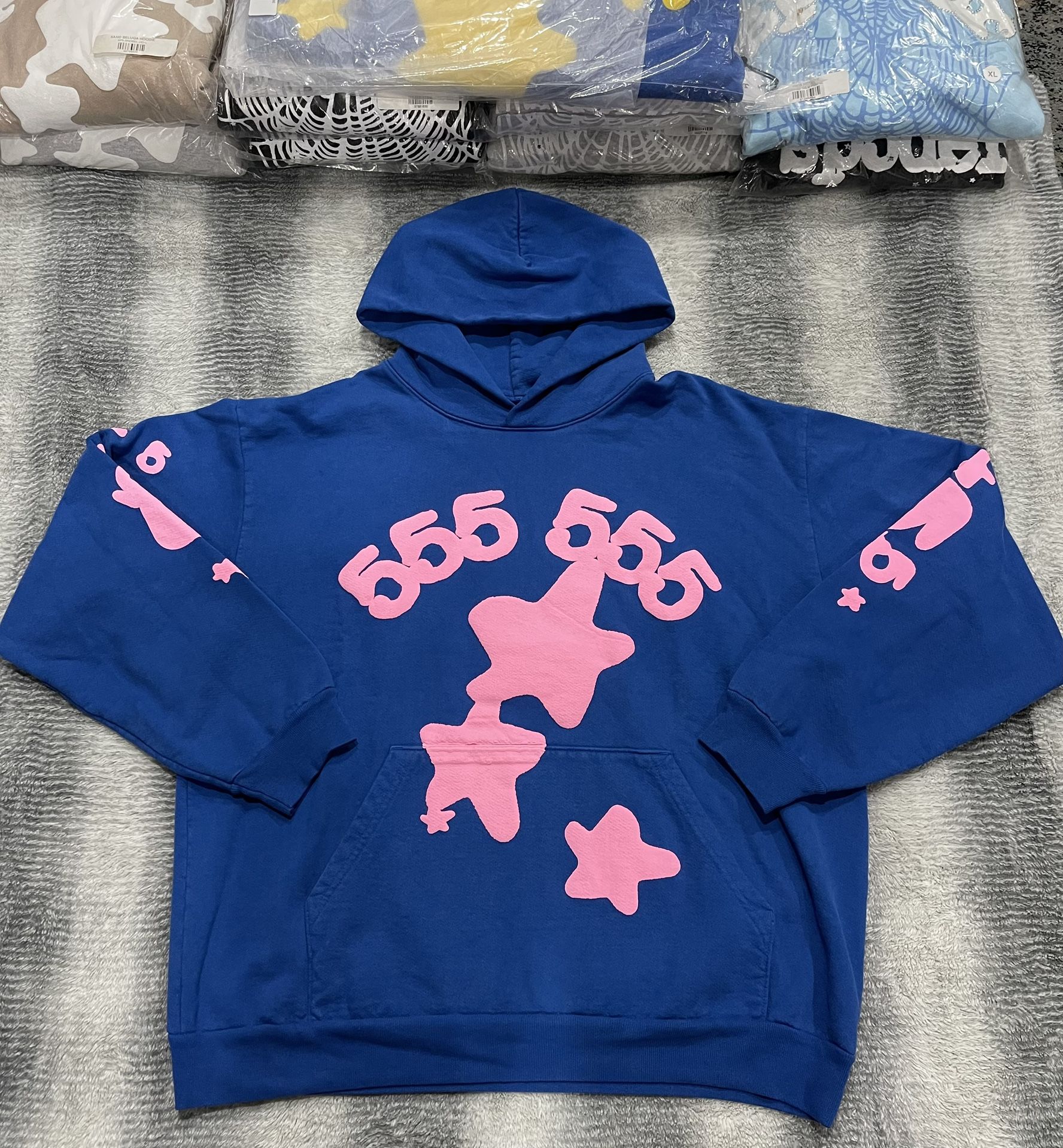 Size X-Large Sp5der Web Blue Pink “555” Beluga Hoodie FW23