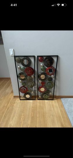 Large Metal Mirror Wall Art Set Of 2