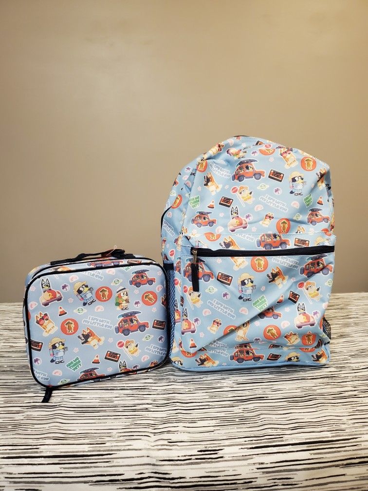 Bluey Family and Friends Fun Vacation Backpack with Lunch Bag Matching Set