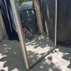 Large Mirror Heavy And Wide Silver Color Unique Design Vintage Feel 