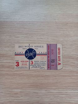 Los Angeles Dodgers 1953 World Series Game 3 Ticket Stub