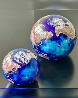 Lundberg Studios Worldweight Art Glass Paperweights — Signed 1999 Set of 2