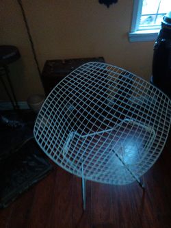 Vintage White Diamond Chair Made Of Metal Has Some Weight To It. Asking $250