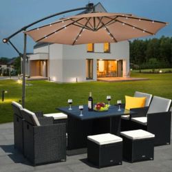 NEW! PATIO UMBRELLA SIZE X-LARGE 2.7M LED LIGHTS 