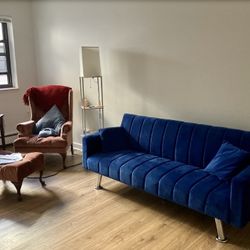 Modern Futon Sofa Bed - Dark Blue
