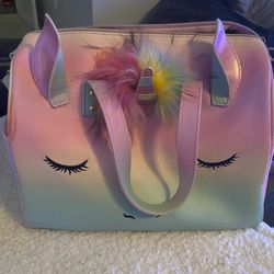 Girls Leather Unicorn Duffle Bag