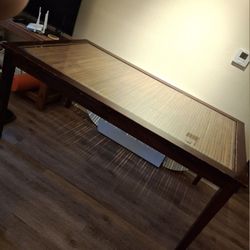 $25 TODAY – Solid Wood Dining Table w/ Heavy Glass Top (MUST GO)