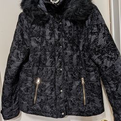 Nanette Lepore Lace Print Puffer Jacket. Size L.
