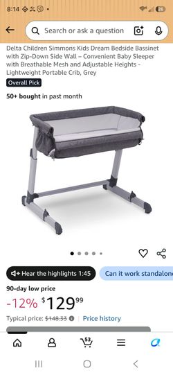 Delta Children Simmons Kids Dream Bedside Bassinet