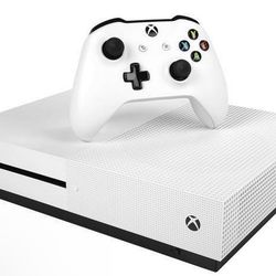 Xbox One S With 2 Controllers And Charging Station.