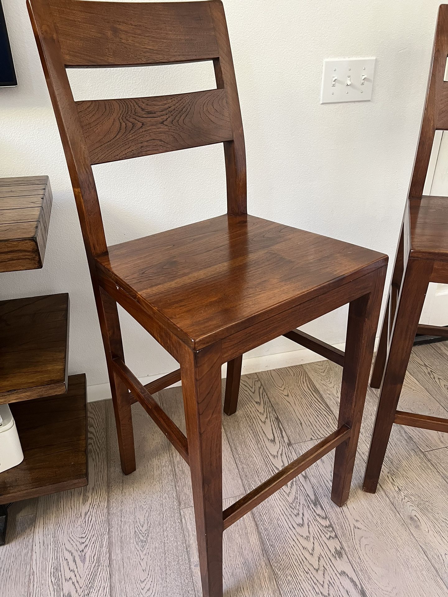 Crate&Barrel Basque Wood Counter Stool