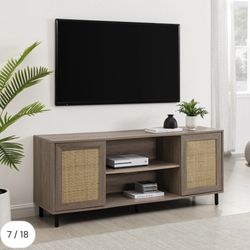 New Boho Scandinavian Rattan 2 Door TV Stand