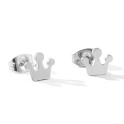 New silver crown earrings 