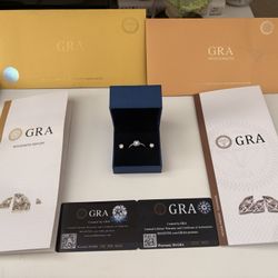 GRA Moissanite Engagement Ring & Stud Earrings Set – Sterling Silver 925