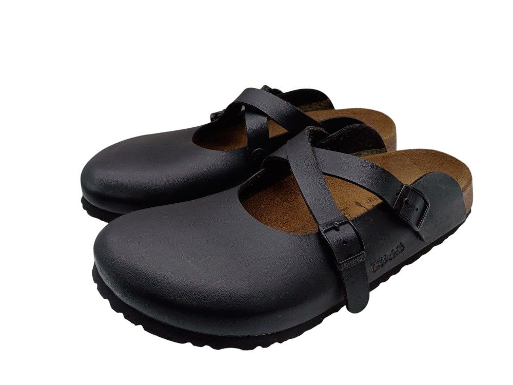 BIRKI'S By Birkenstock Dorian Mary Jane Black Leather Clogs Womens Sz US 9 Shoes