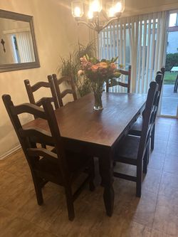 Southwest Solid Wood Dining Table Set  - Table + 6 Chairs