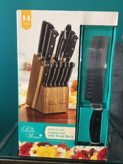 The Pioneer Woman Frontier Collection 14-Piece Cutlery Set with Wood Block, Black